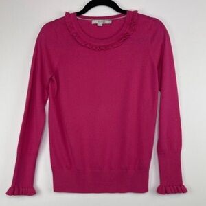 Boden Women’s Hot Pink Bernadette Sweater with Ruffled Edge